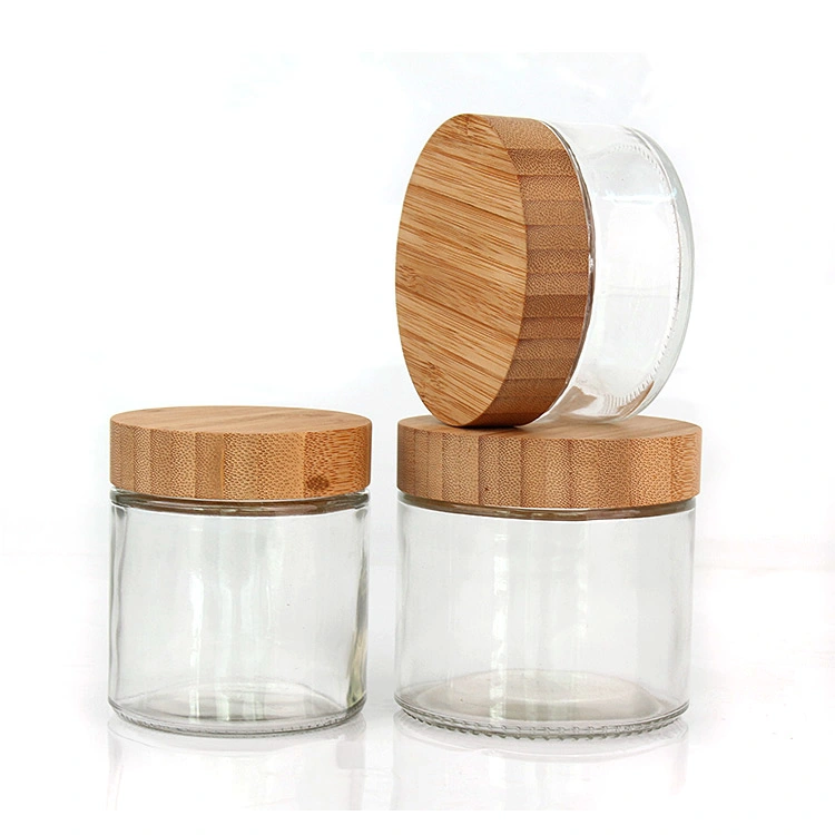 Eco Friendly 220ml 300ml 420ml 660ml 730ml Clear Storage Glass Jar with Bamboo Lid