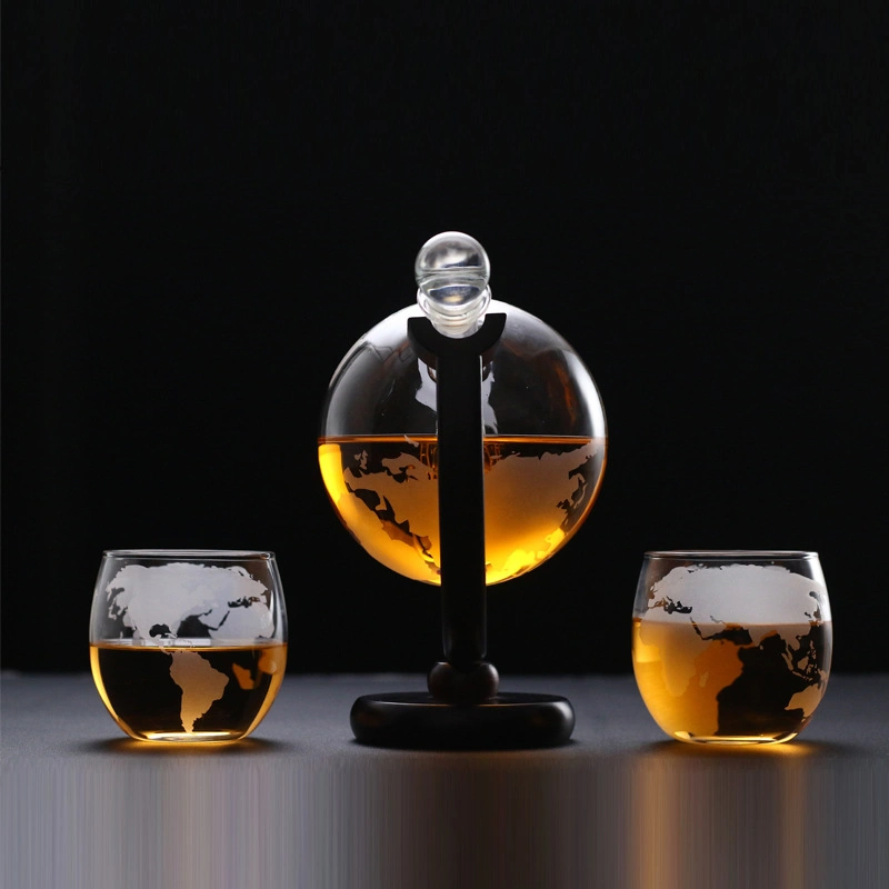 Glass Wine Decanter Whiskey Custom Logo Glass Wine Decanter with Four Cups Set