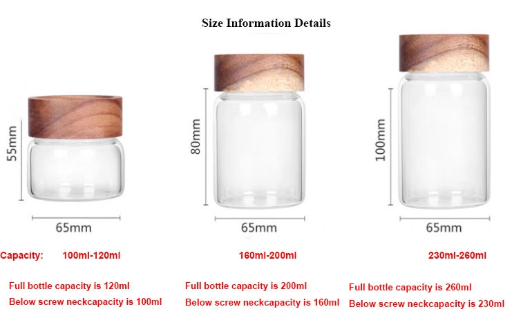 Borosilicate Bee Honey Jars Different Size Empty Clear 125ml 4oz Glass with Wood Bamboo Kitchen Food Storage Bottle Jars