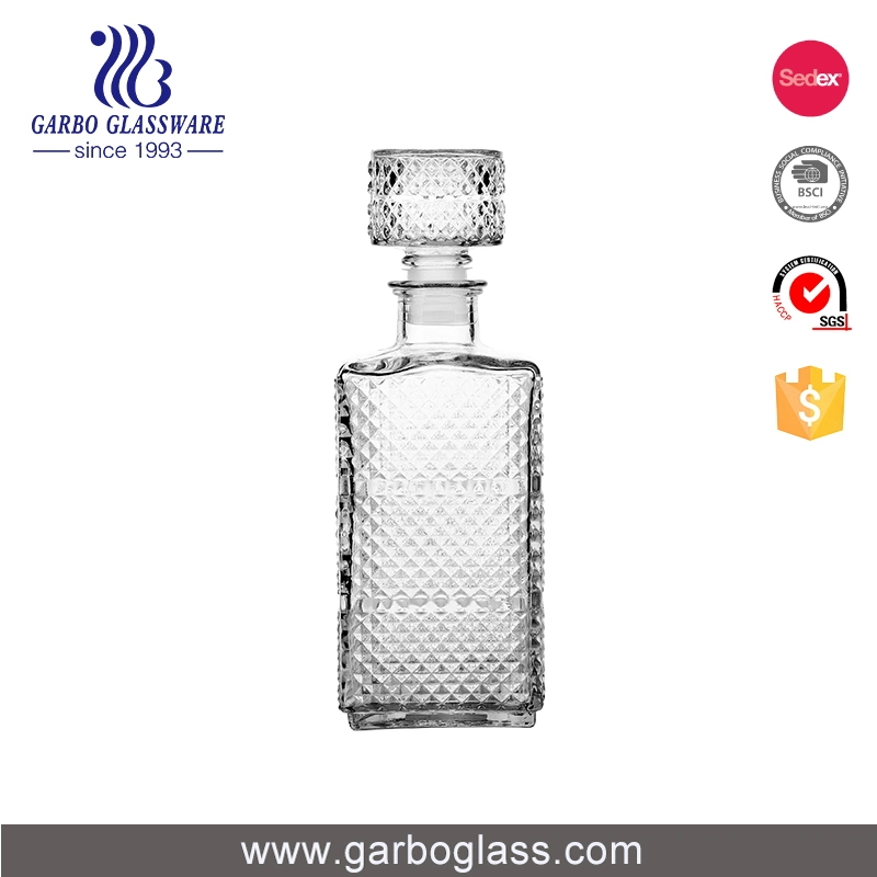 Wholesale Cheap Clear 1.1L Diamond Design Glass Bottle Wine Decanter