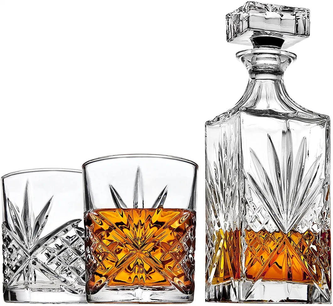 Barcraft Cut-Glass Whisky Decanter and Tumbler Set in Gift Box
