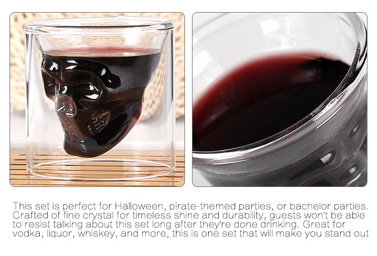 New Design Personality Skull Sailing Borosilicate Glass Wine Decanter