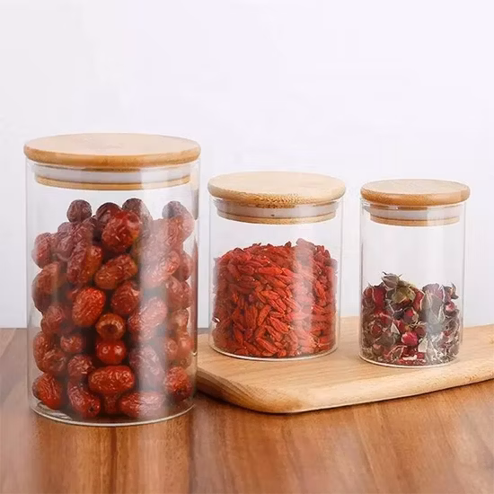 Heat Resistant Storage Square Glass Jar with Airtight Bamboo Lid