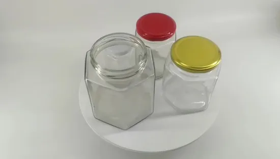 Wholesale Empty Hexagon 730ml 500ml 250ml 200ml Jams Spice Honey Glass Jar with Metal Lid