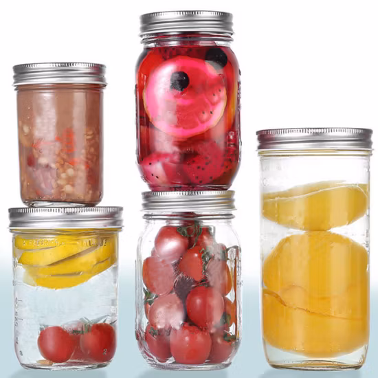 Custom 8oz 16oz 32oz 1L 1000ml Wide Mouth Jam Juice Honey Jelly Glass Mason Jar with Screw Lid