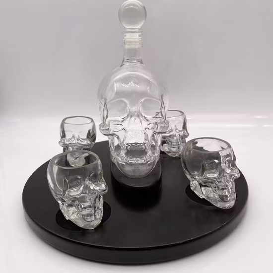 Glass Wine Decanter Whiskey Custom Logo Glass Wine Decanter with Four Cups Set