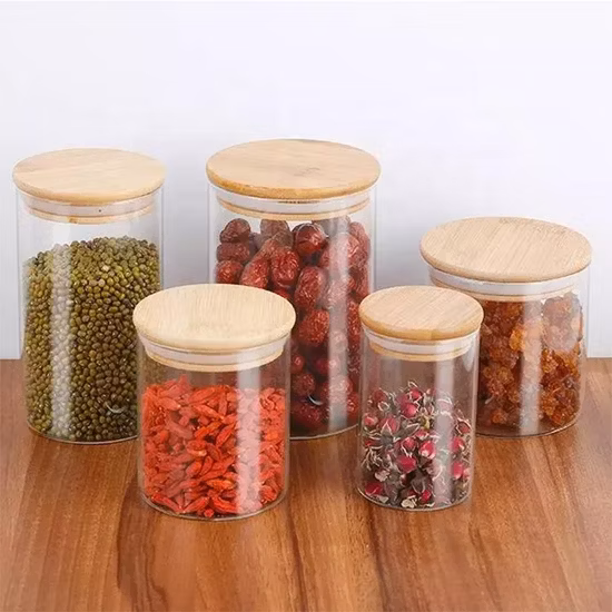 Heat Resistant Storage Square Glass Jar with Airtight Bamboo Lid