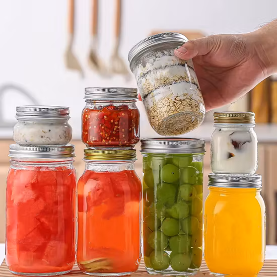 Custom 8oz 16oz 32oz 1L 1000ml Wide Mouth Jam Juice Honey Jelly Glass Mason Jar with Screw Lid