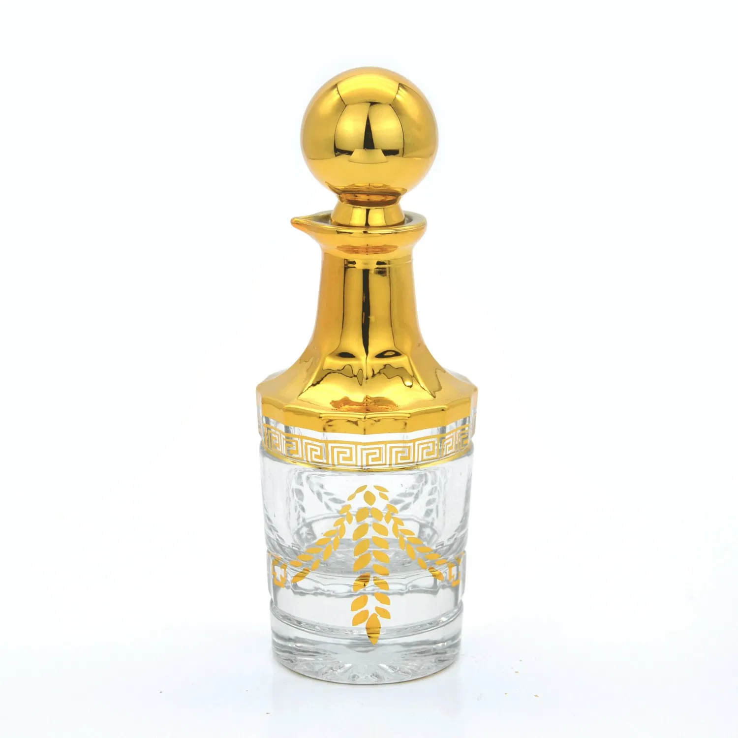 100ml Classic Empty Golden Decorative Display Bottle Perfume Bottle Attar Glass Bottle Decanter with Ball Stopper